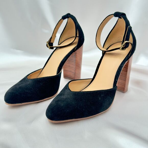 Soludos The Colette Black Split Suede Leather Block Heels Sandal Size 9 - Picture 8 of 11